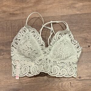 PINK Lace Bralette in Pale Mint Green - Soft Strappy Design